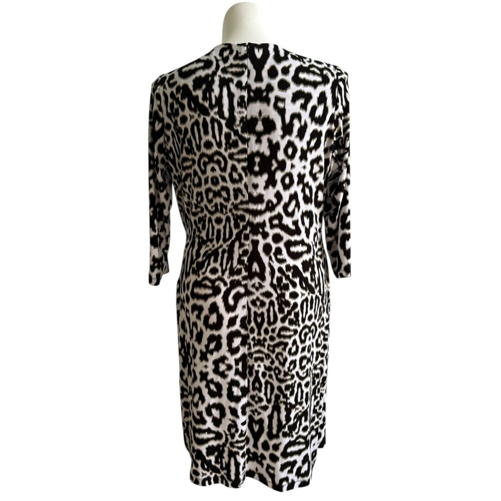 Calvin Klein Women's Snow Leopard Keyhole Ruched Faux-Wrap Dress Size 18W - Picture 7 of 12